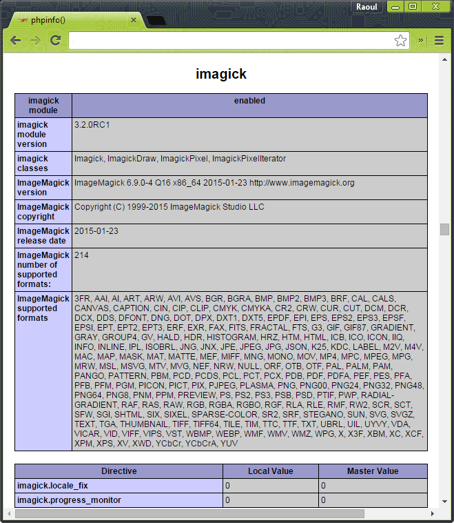 phpinfo ImageMagick and Imagick